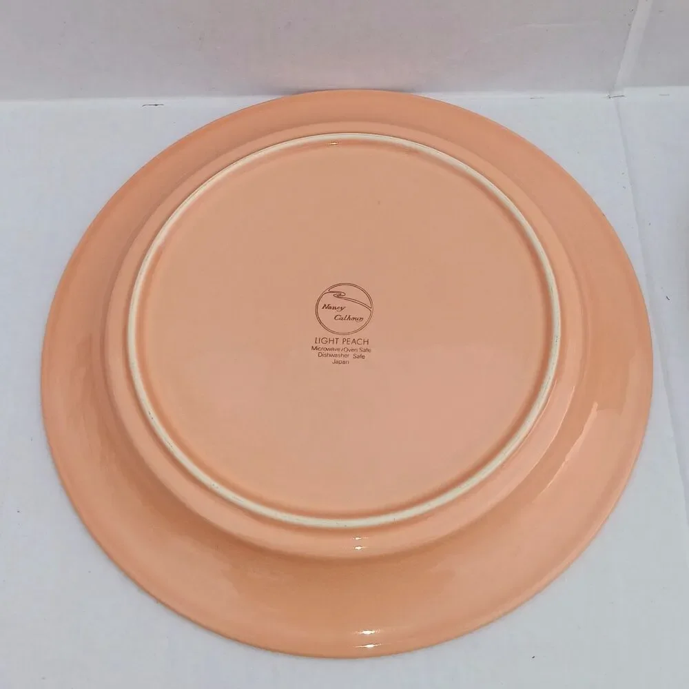 Vintage Nancy Calhoun Light Peach Dinner Plate-Set Of 3-Stoneware-10 5/8